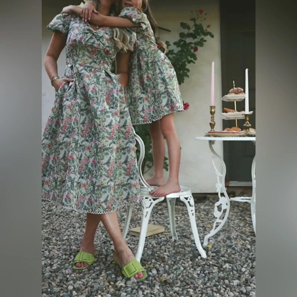 NEW Ivy City Co Avalon Floral Brocade Midii Puff Sleeve Bow Dress Sz 16 - Picture 17 of 17